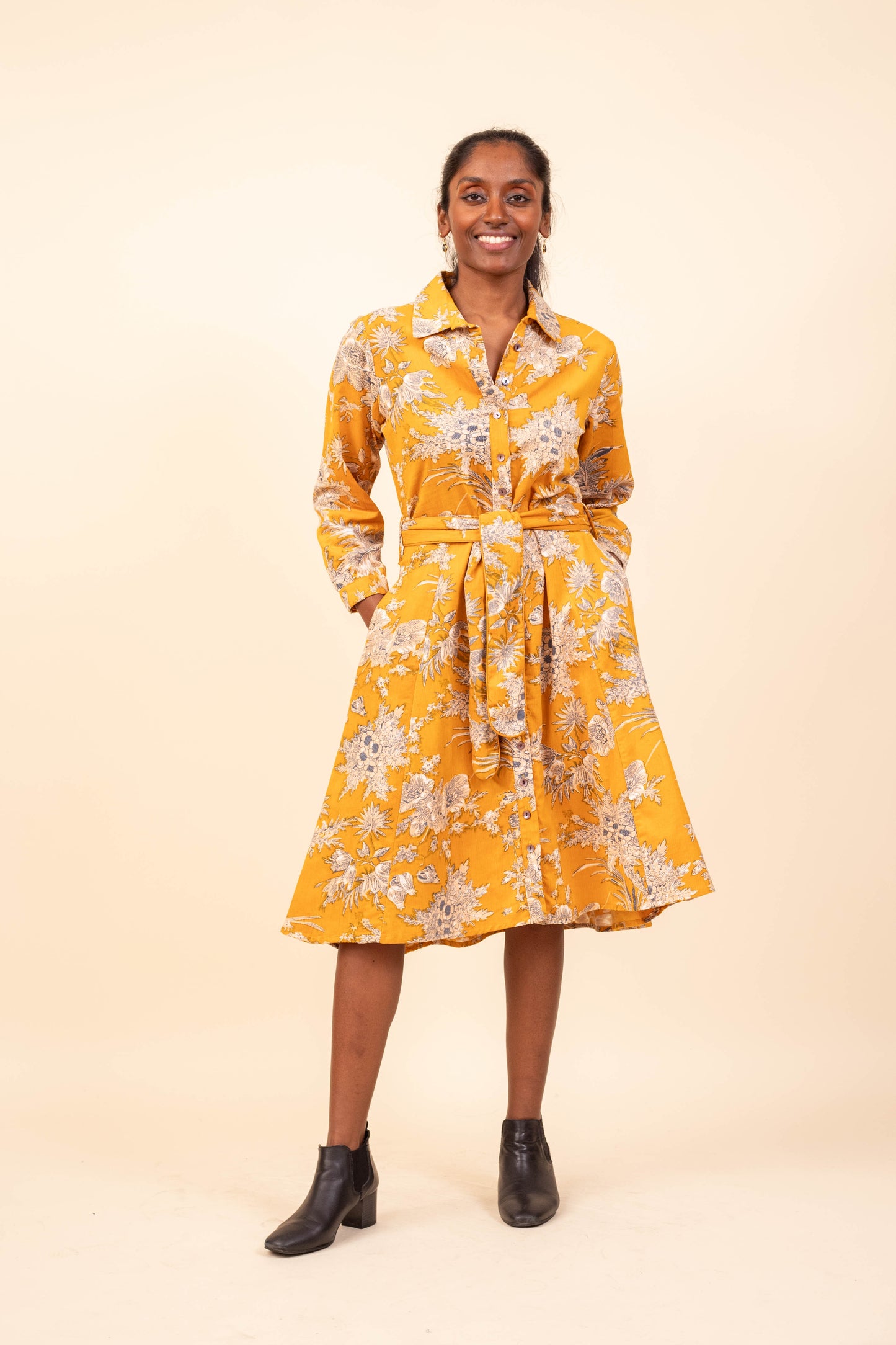 ROBE AGLAÉ FLEUR SAFRAN
