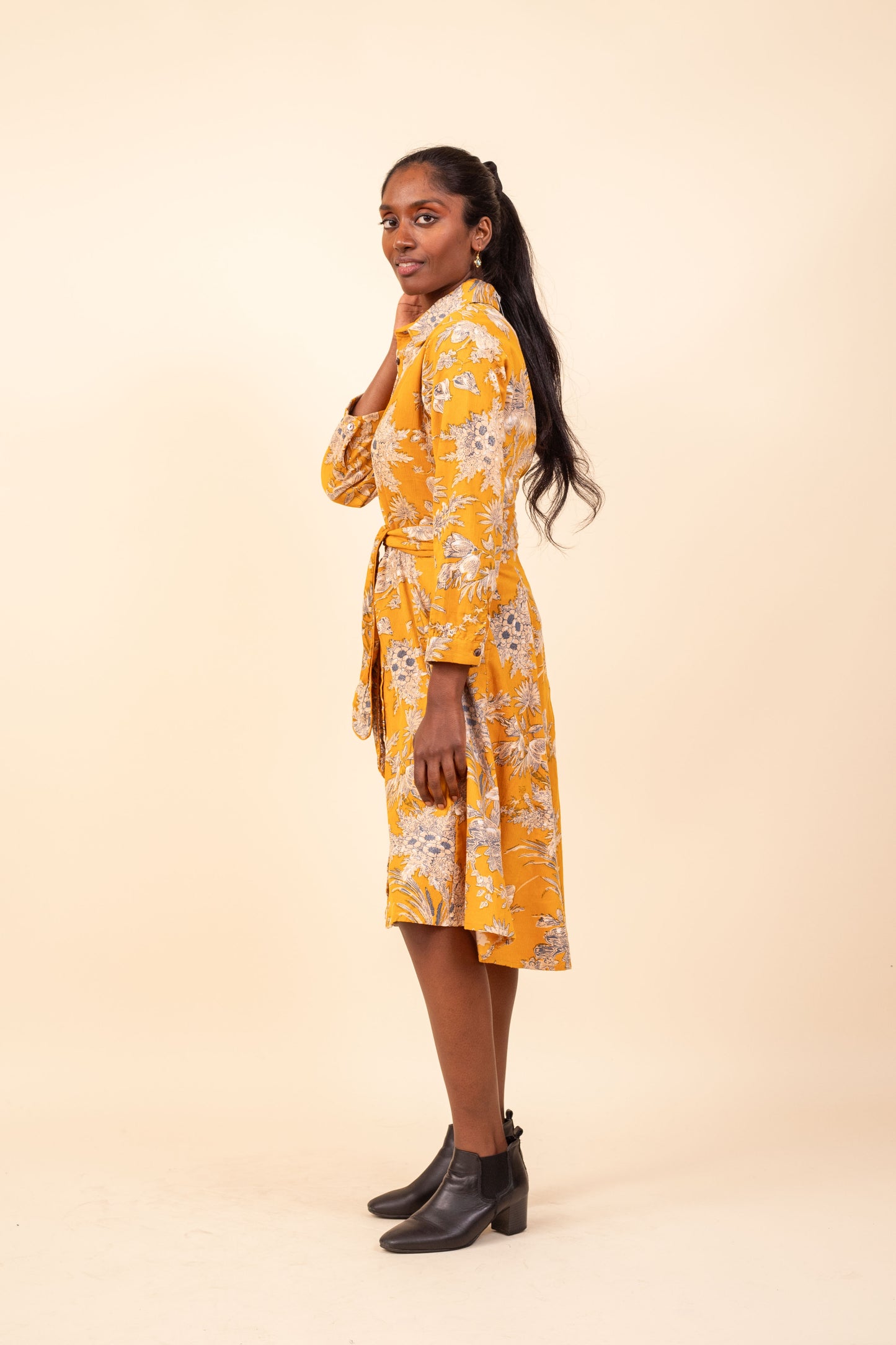ROBE AGLAÉ FLEUR SAFRAN