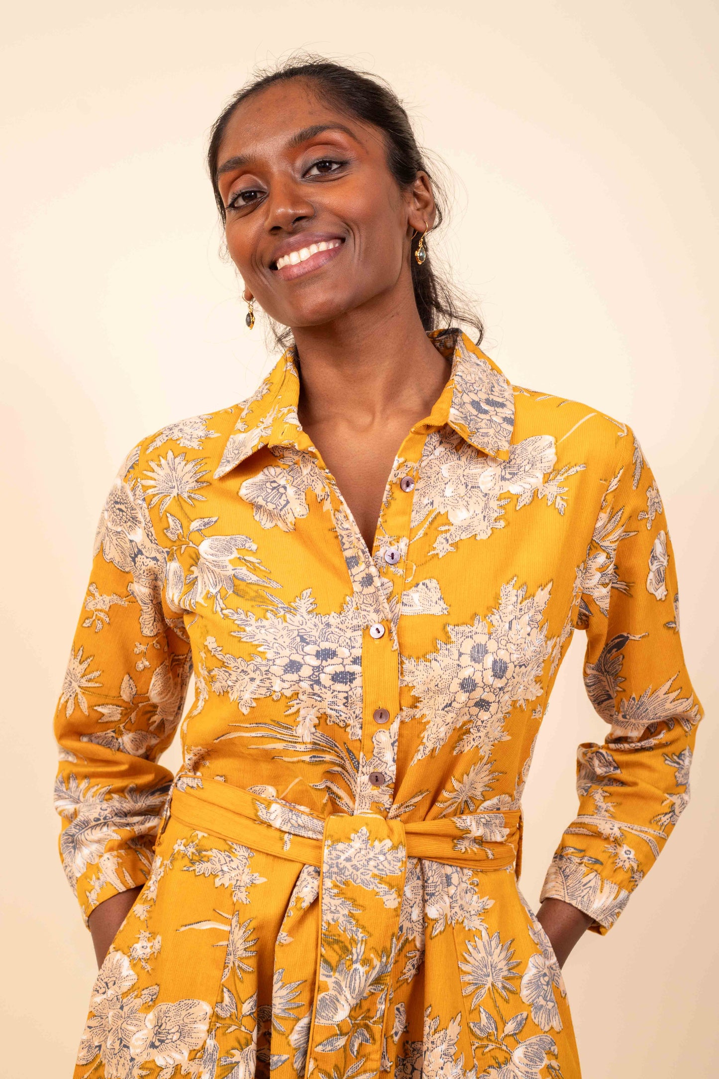 ROBE AGLAÉ FLEUR SAFRAN