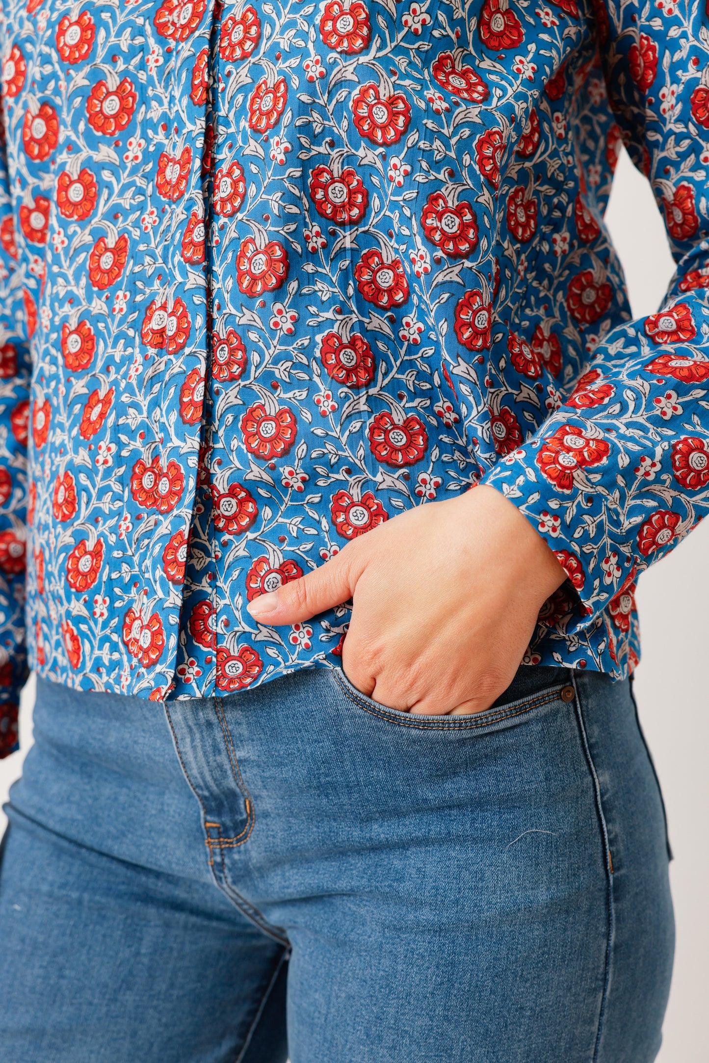 CHEMISE HIDEKI FLEUR BLEU