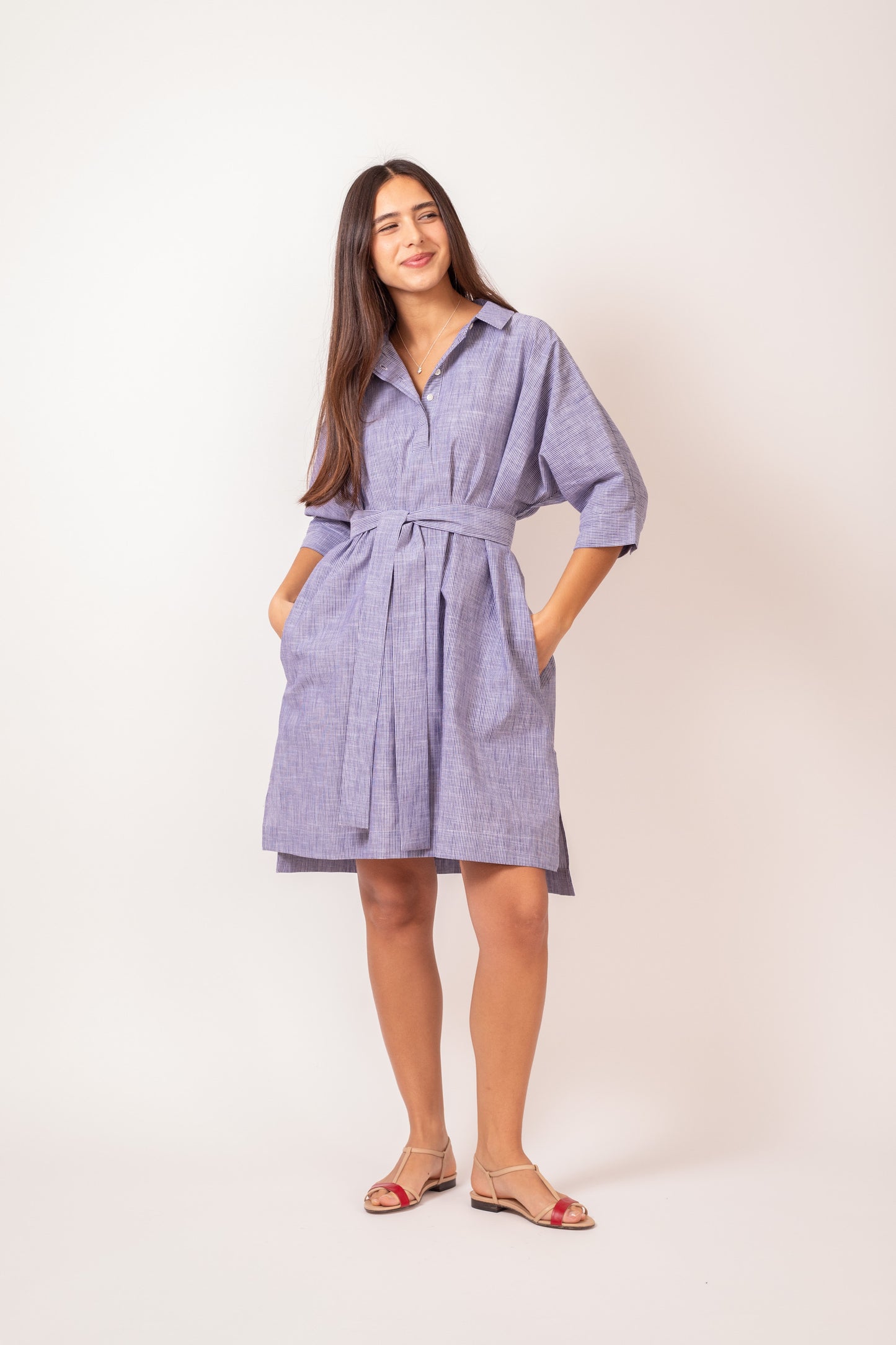 ROBE OVERSIZE LIGNES BLEUES