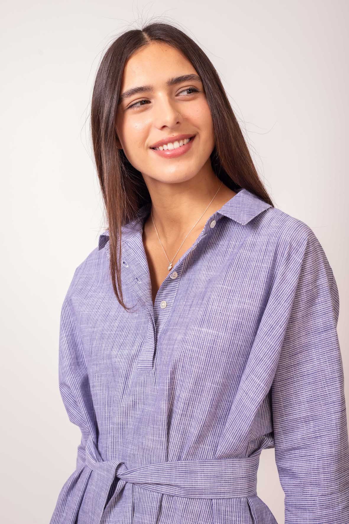 ROBE OVERSIZE LIGNES BLEUES