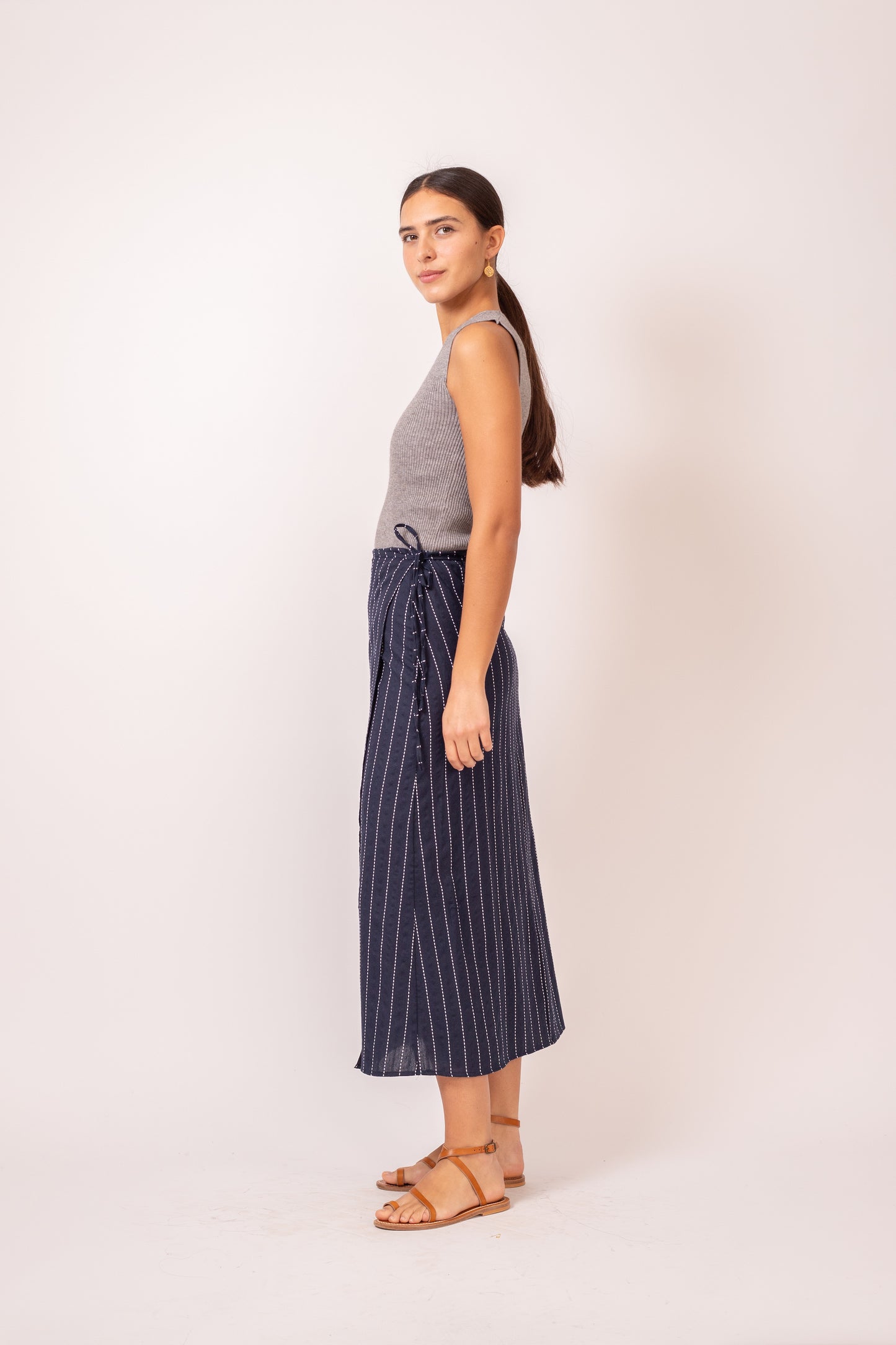 JUPE LONGUE PORTEFEUILLE MARINE