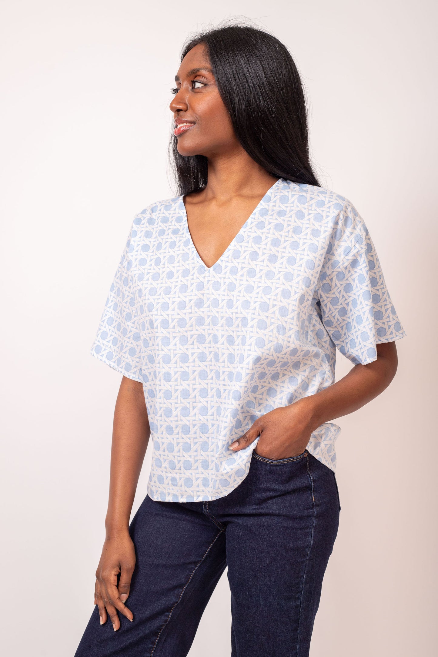 TOP MOTIF BLEU CLAIR
