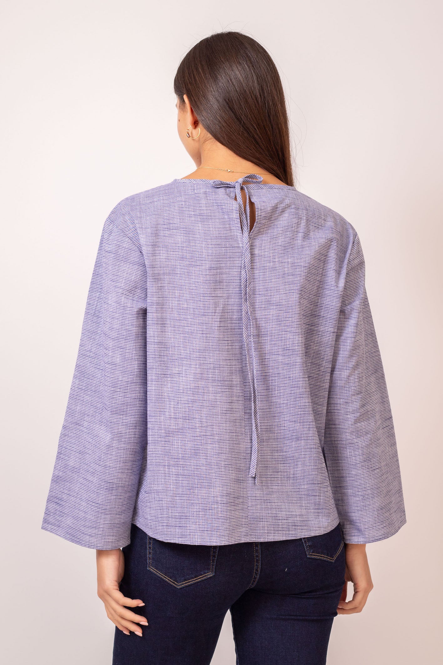 TOP OVERSIZE LIGNES BLEUES