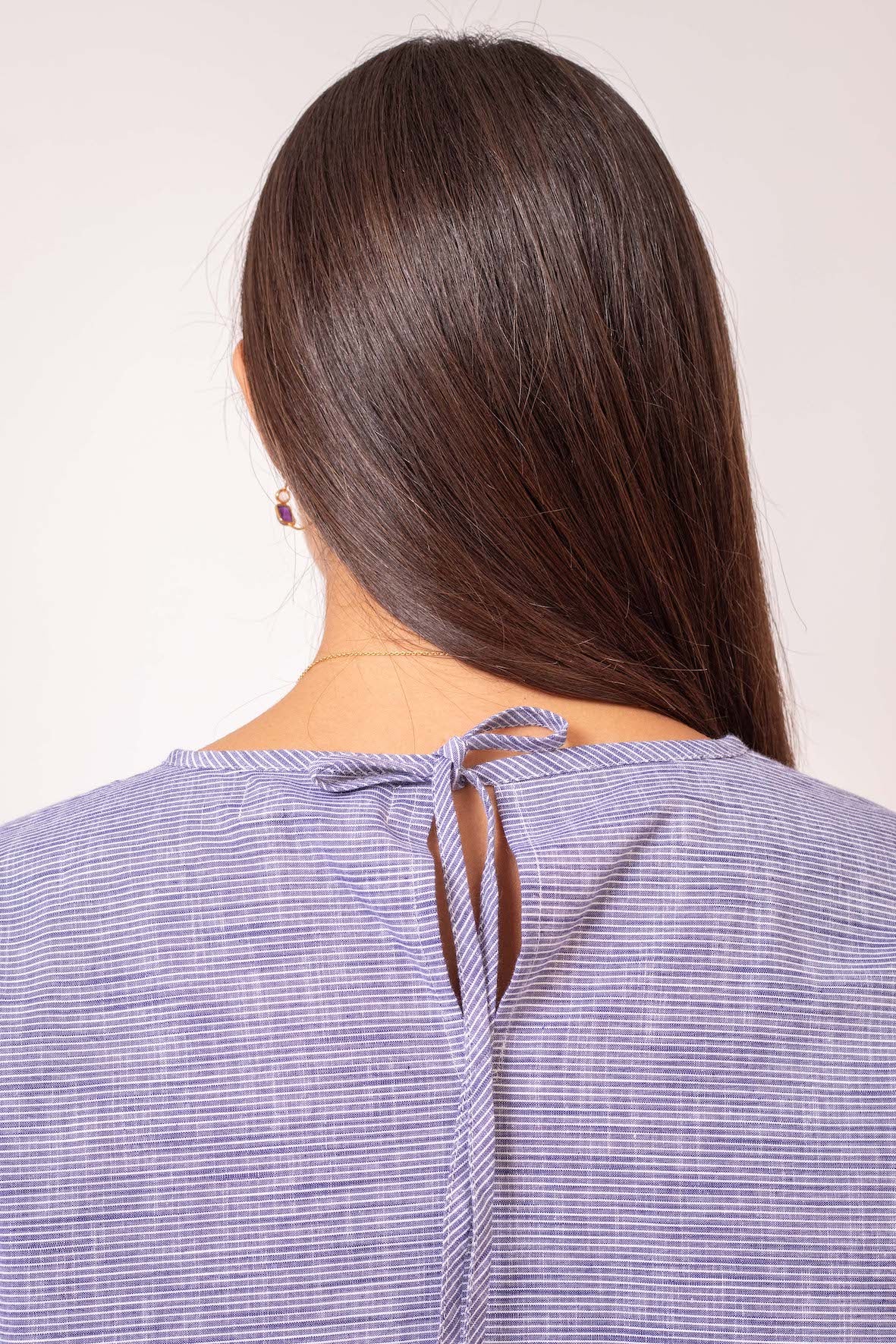 TOP OVERSIZE LIGNES BLEUES