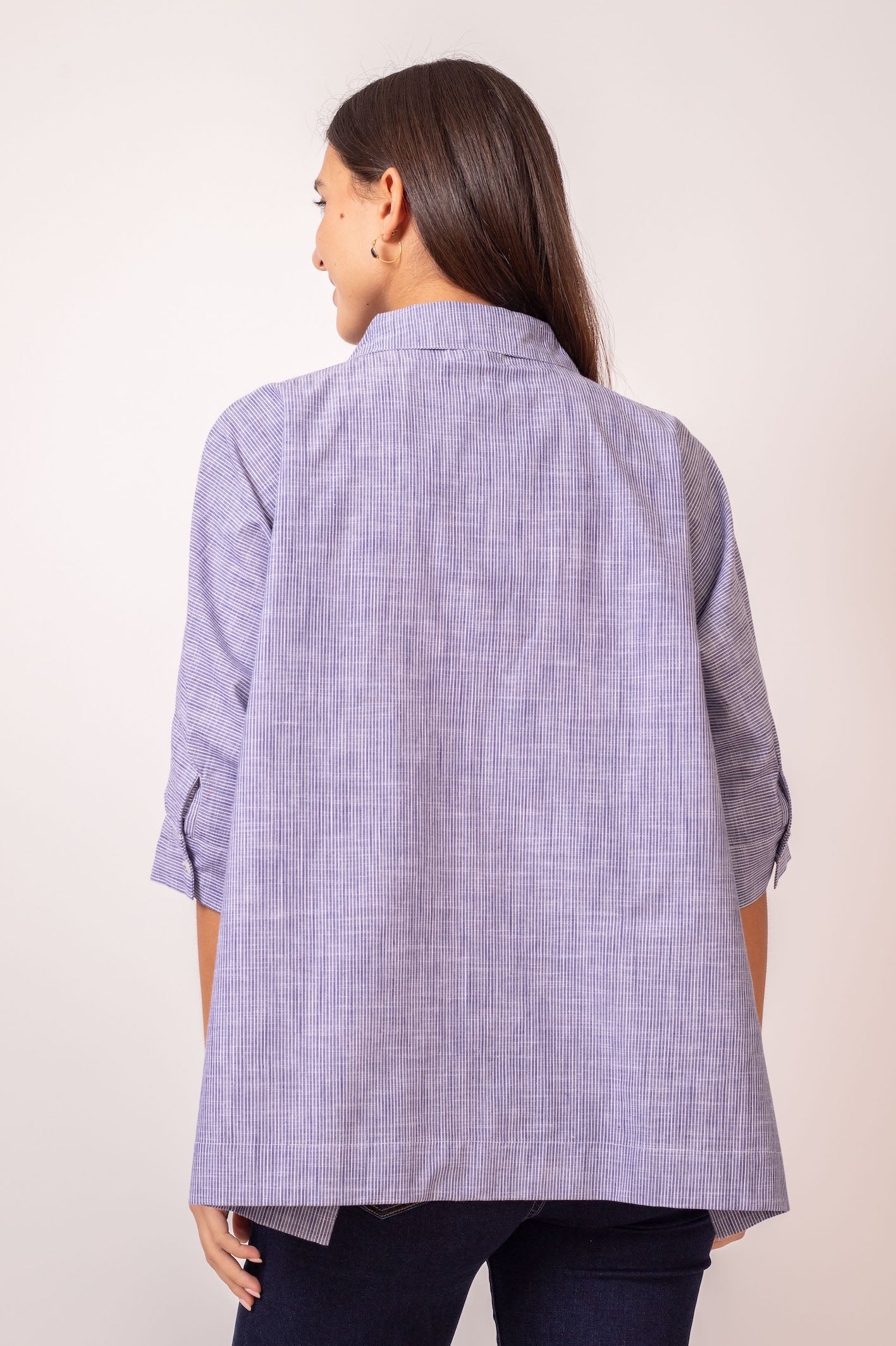 BLOUSE OVERSIZE LIGNES BLEUES