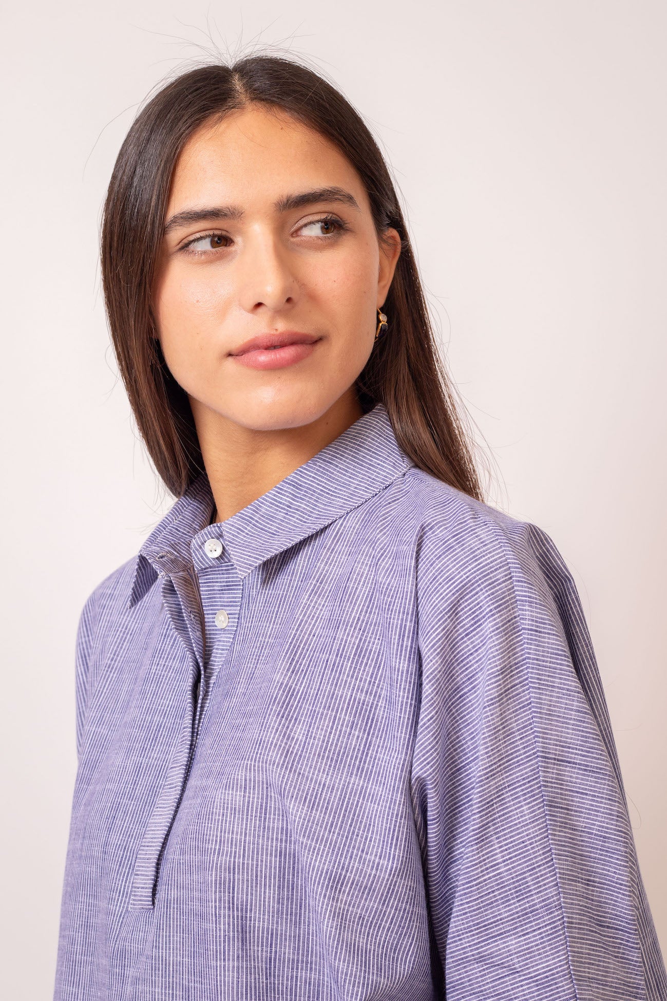 BLOUSE OVERSIZE LIGNES BLEUES