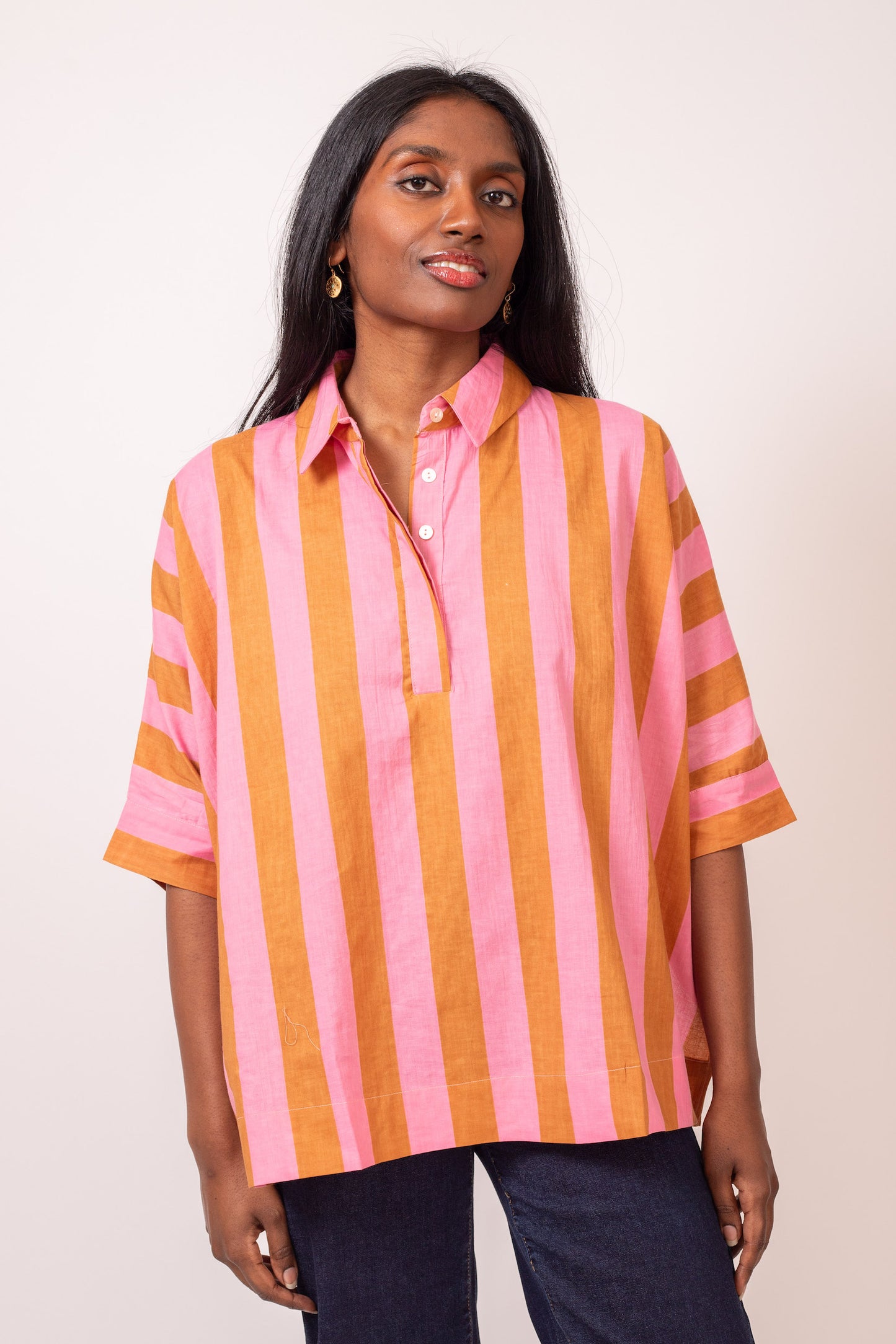 BLOUSE OVERSIZE RAYURES ROSE