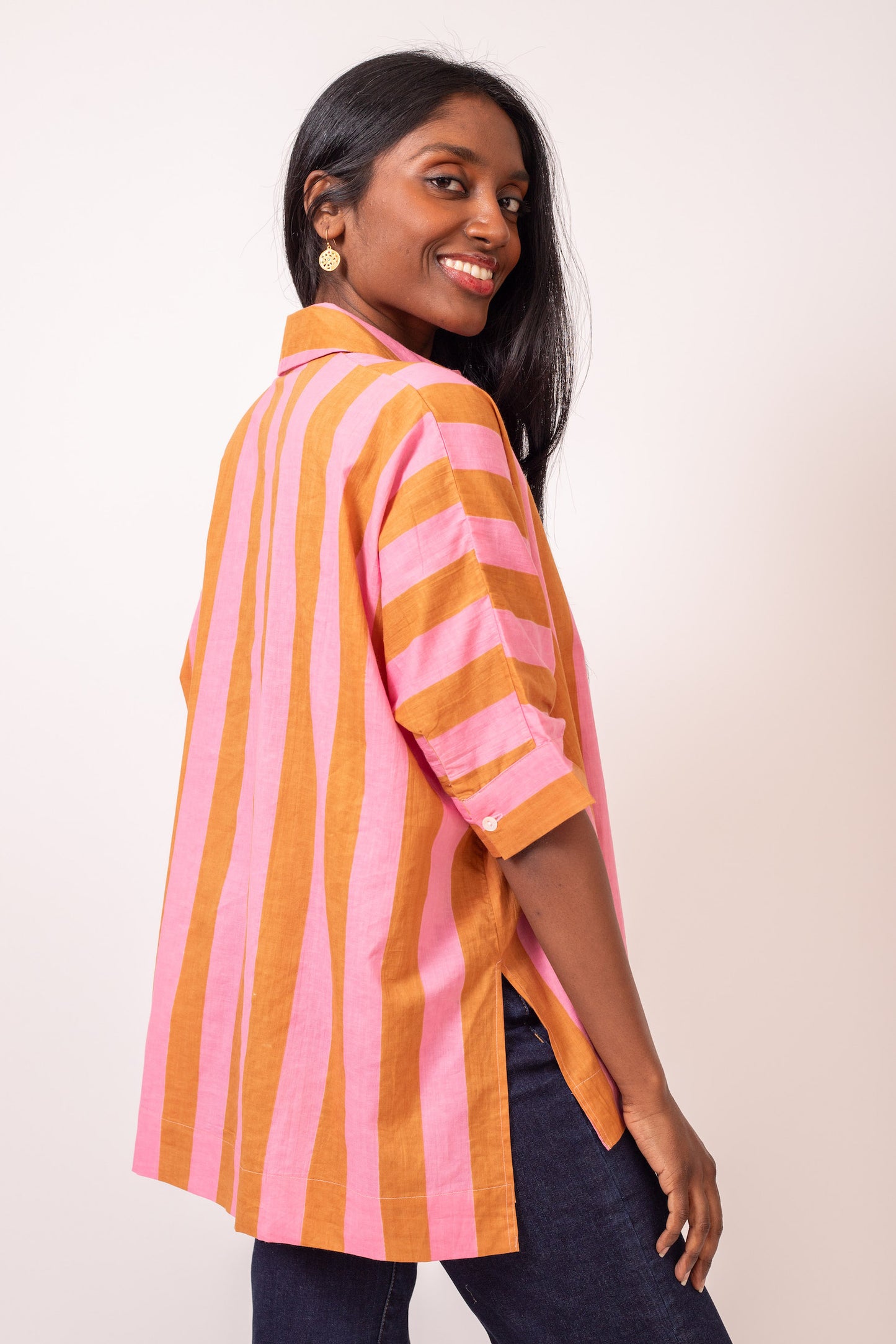 BLOUSE OVERSIZE RAYURES ROSE