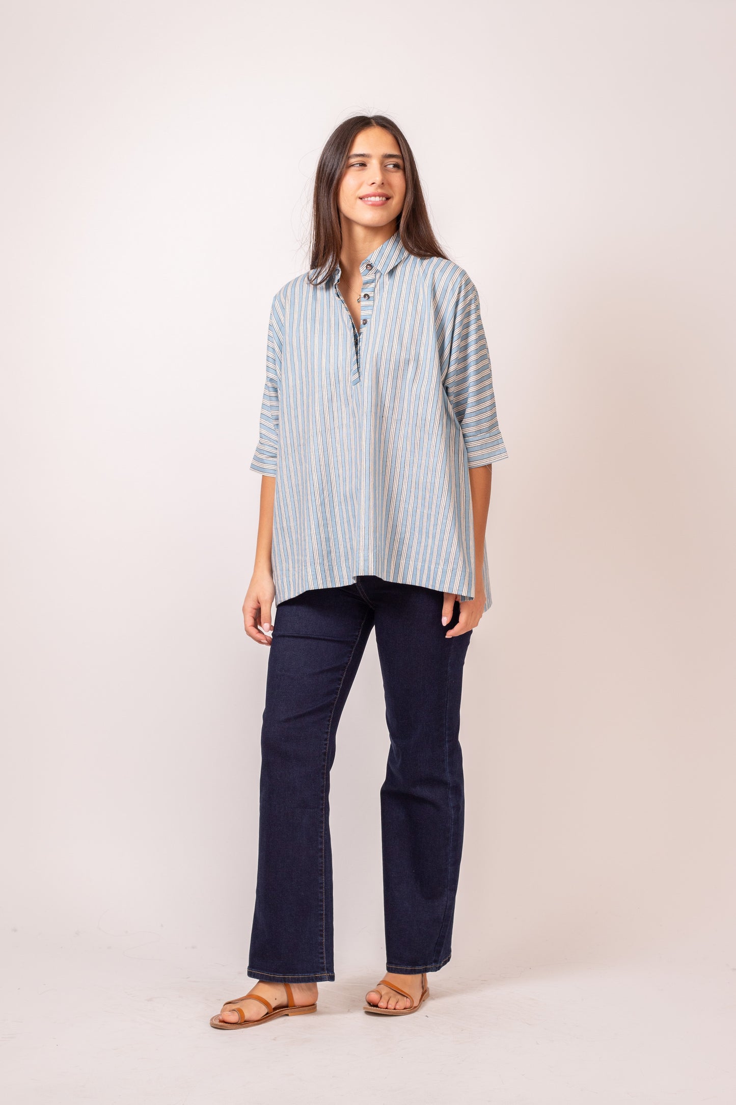 BLOUSE OVERSIZE RAYURES BLANCHES BLEUES