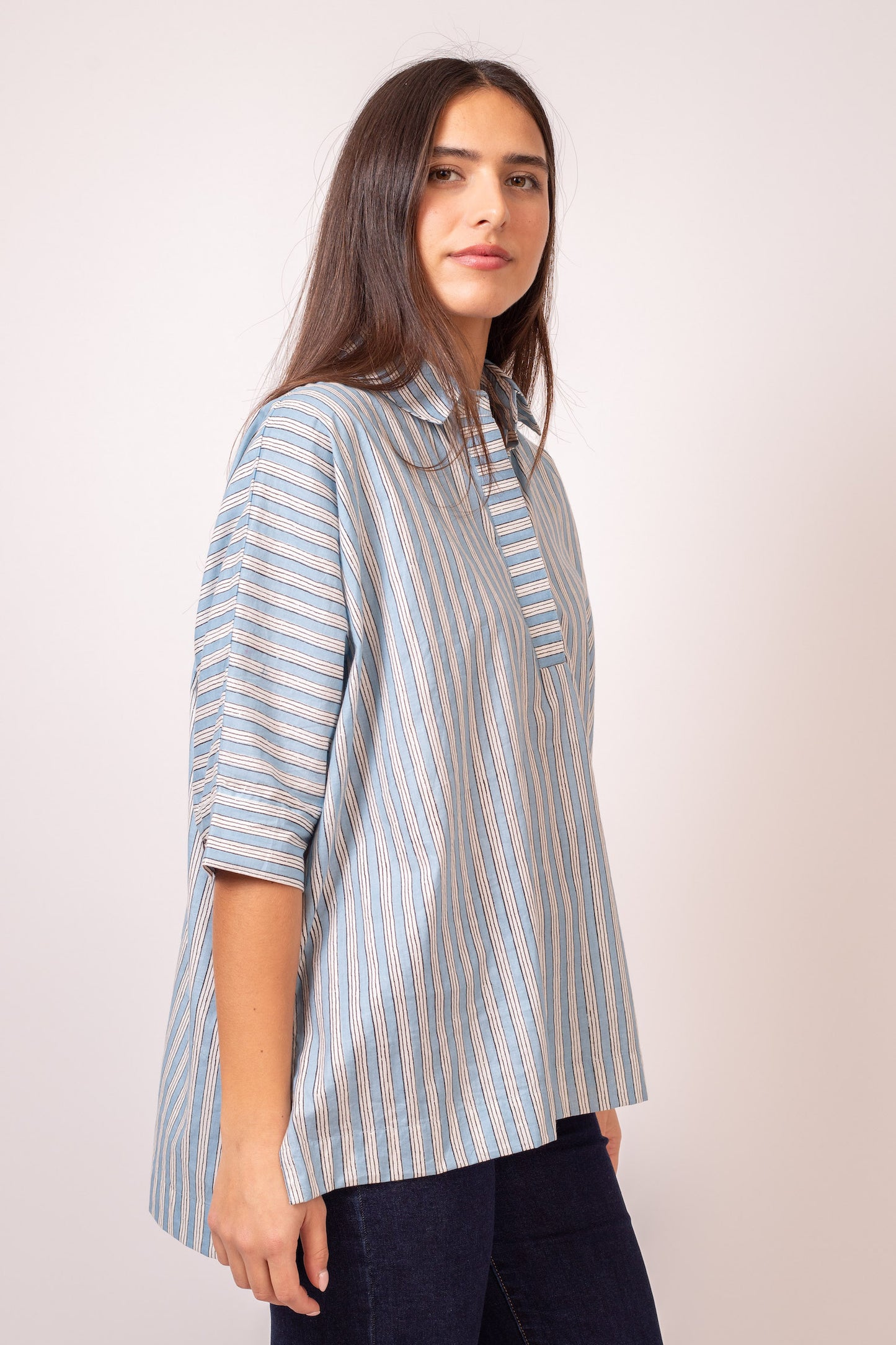 BLOUSE OVERSIZE RAYURES BLANCHES BLEUES
