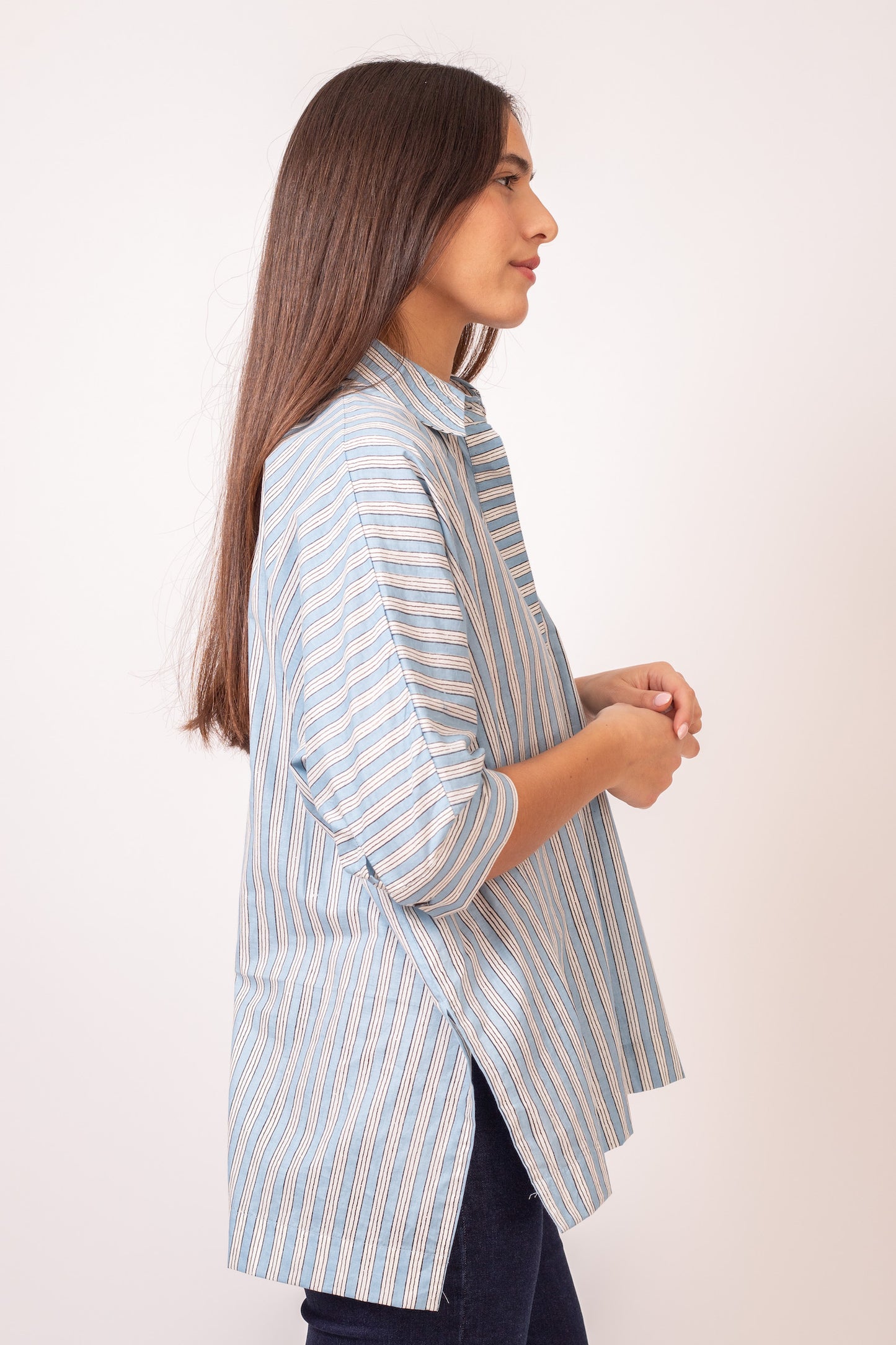 BLOUSE OVERSIZE RAYURES BLANCHES BLEUES