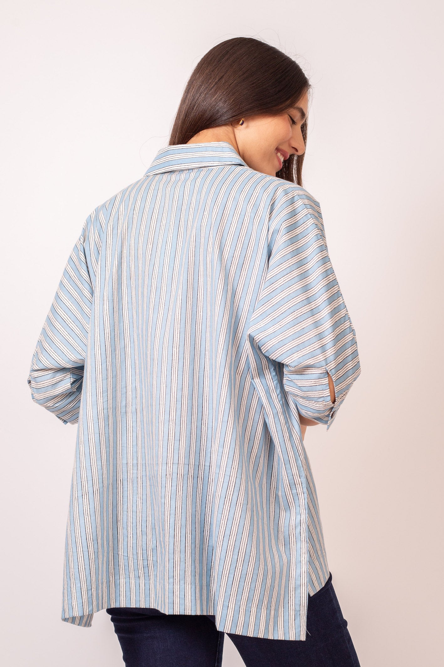 BLOUSE OVERSIZE RAYURES BLANCHES BLEUES