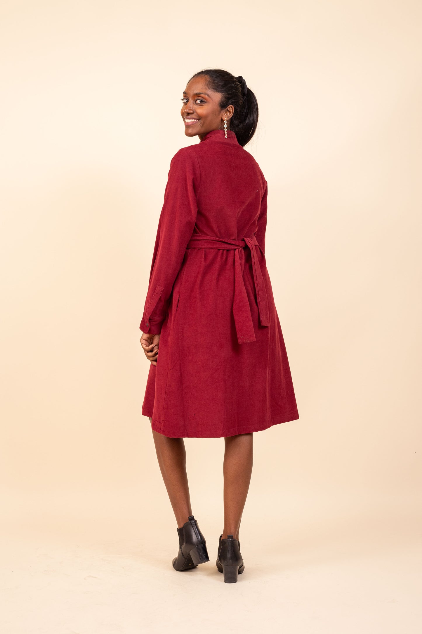 ROBE PAOLA VELOURS BORDEAUX