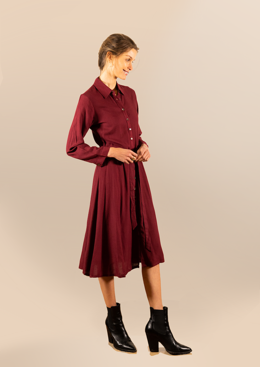 Maroon midi dress sales