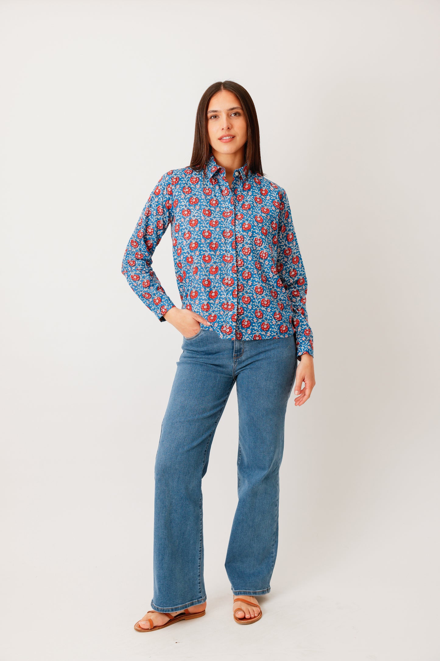 CHEMISE HIDEKI FLEUR BLEU