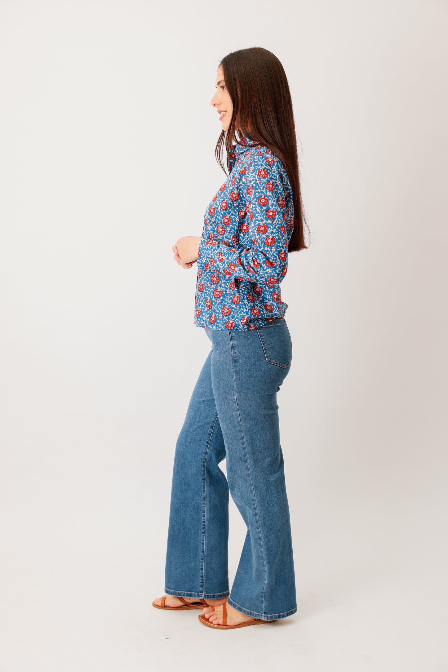 CHEMISE HIDEKI FLEUR BLEU