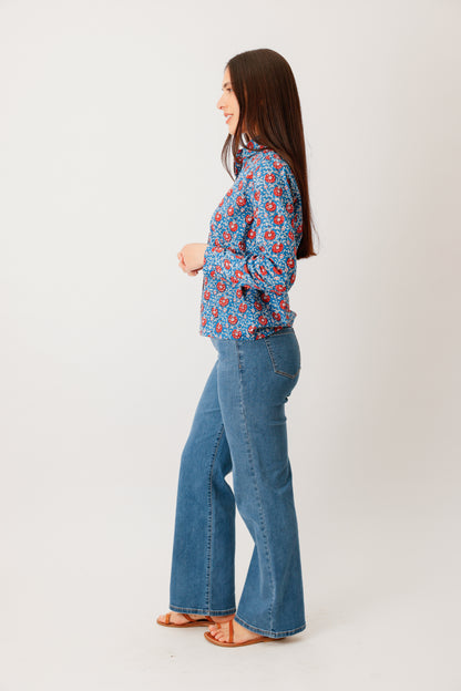 CHEMISE HIDEKI FLEUR BLEU