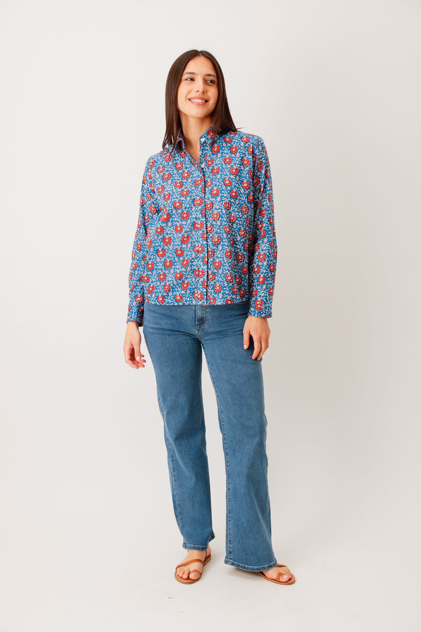 CHEMISE HIDEKI FLEUR BLEU