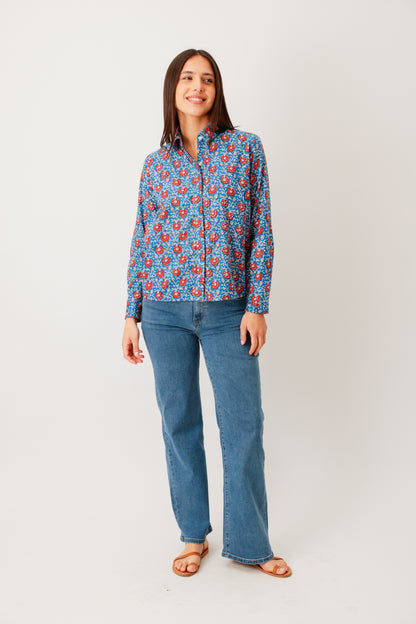 CHEMISE HIDEKI FLEUR BLEU