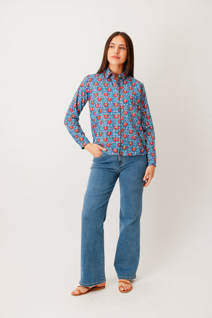 CHEMISE HIDEKI FLEUR BLEU