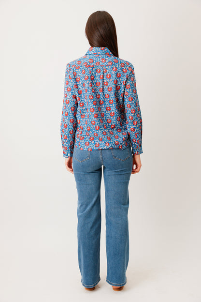 CHEMISE HIDEKI FLEUR BLEU