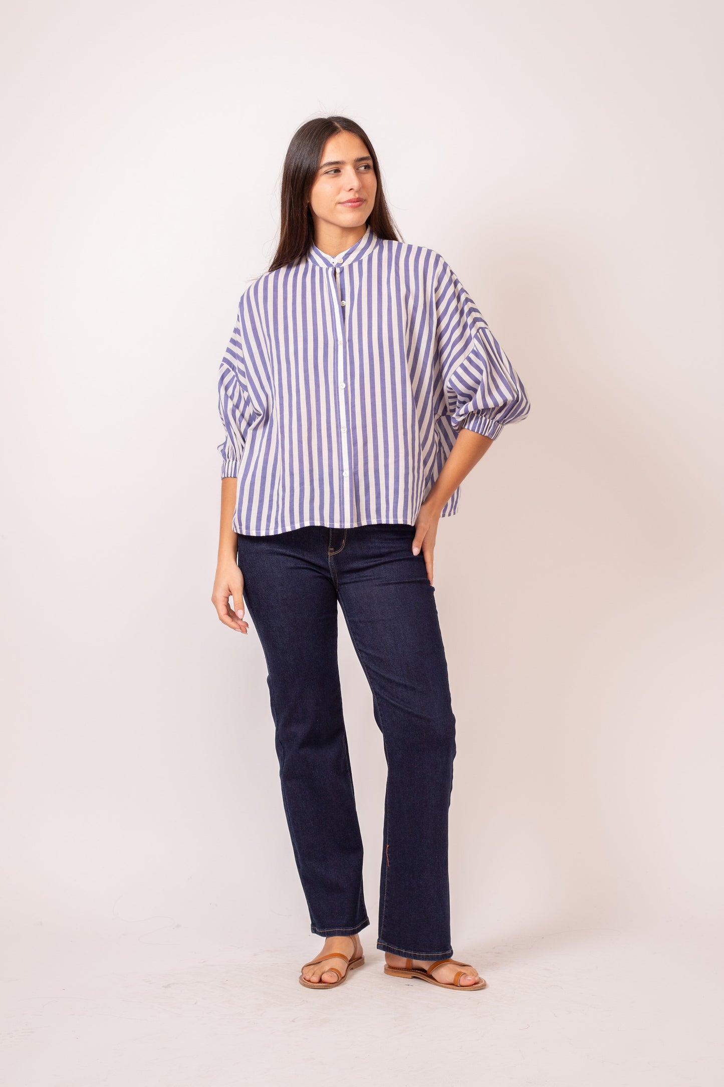 BLOUSE NOLA RAYURE BLEU