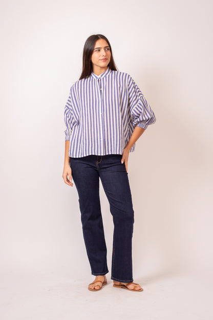 BLOUSE NOLA RAYURE BLEU