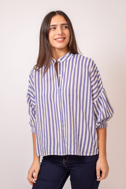 BLOUSE NOLA RAYURE BLEU