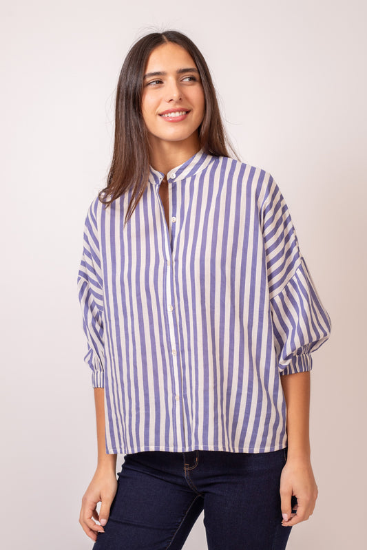 BLOUSE NOLA RAYURE BLEU