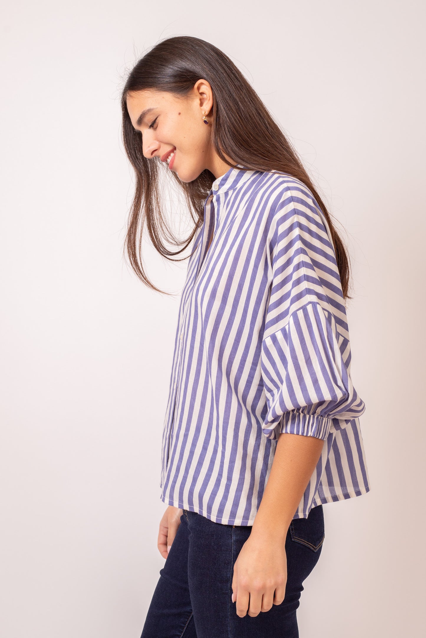 BLOUSE NOLA RAYURE BLEU