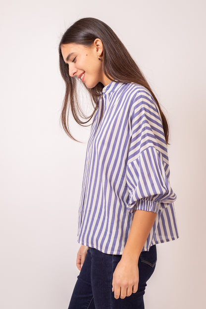 BLOUSE NOLA RAYURE BLEU