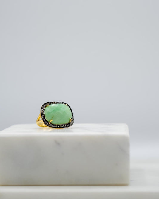 bague or vermeil pierre semi précieuse chrysoprase zirconias bijoux femme joaillerie bijouterie paris créateurs