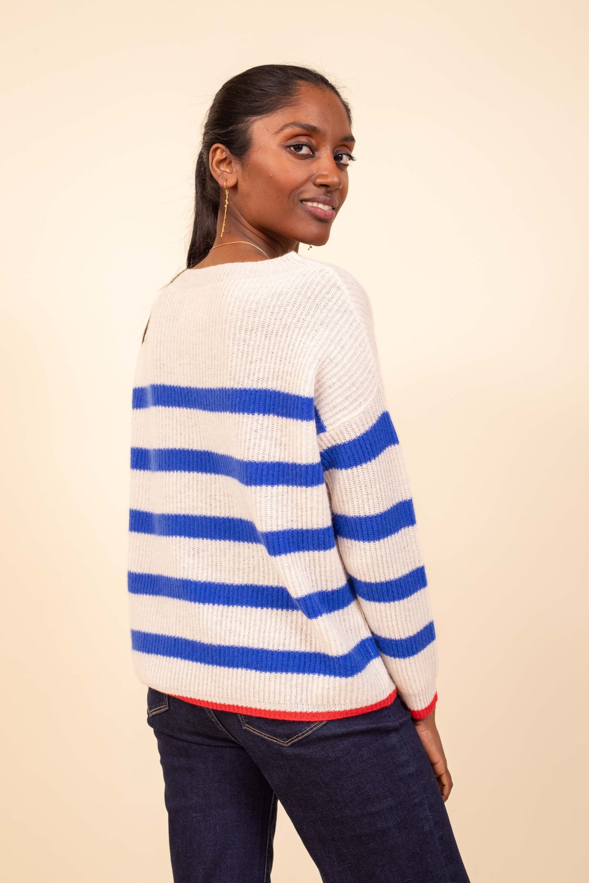 Pull Rayé Scintillant En Cachemire Caroll - Taille S, Noir Et Argent