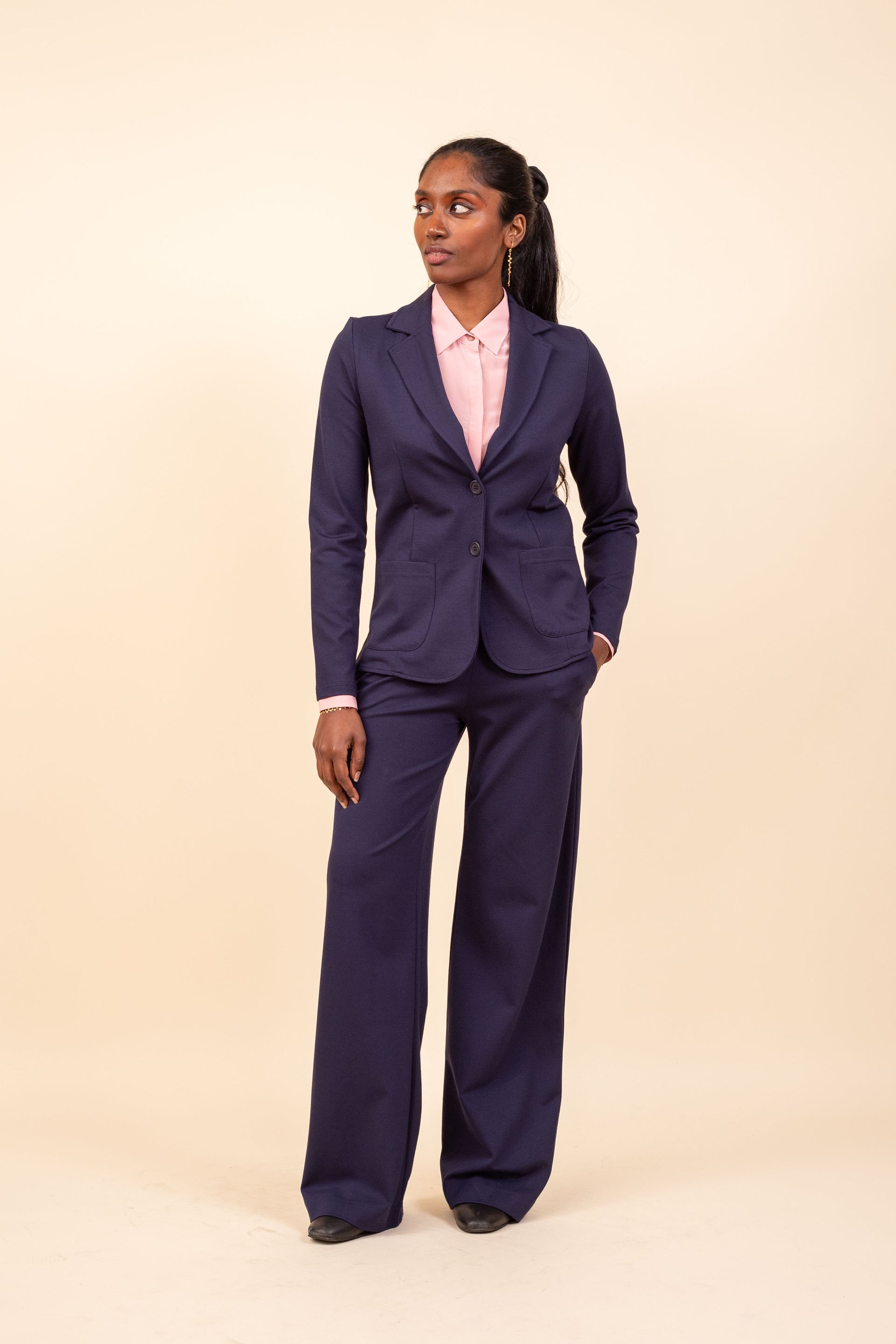 Blazer Femme Chic 2025 - Coupe Slim Fit, Couleur Unie, Manches Longues - Idéal Bureau, Travail, Grandes Tailles