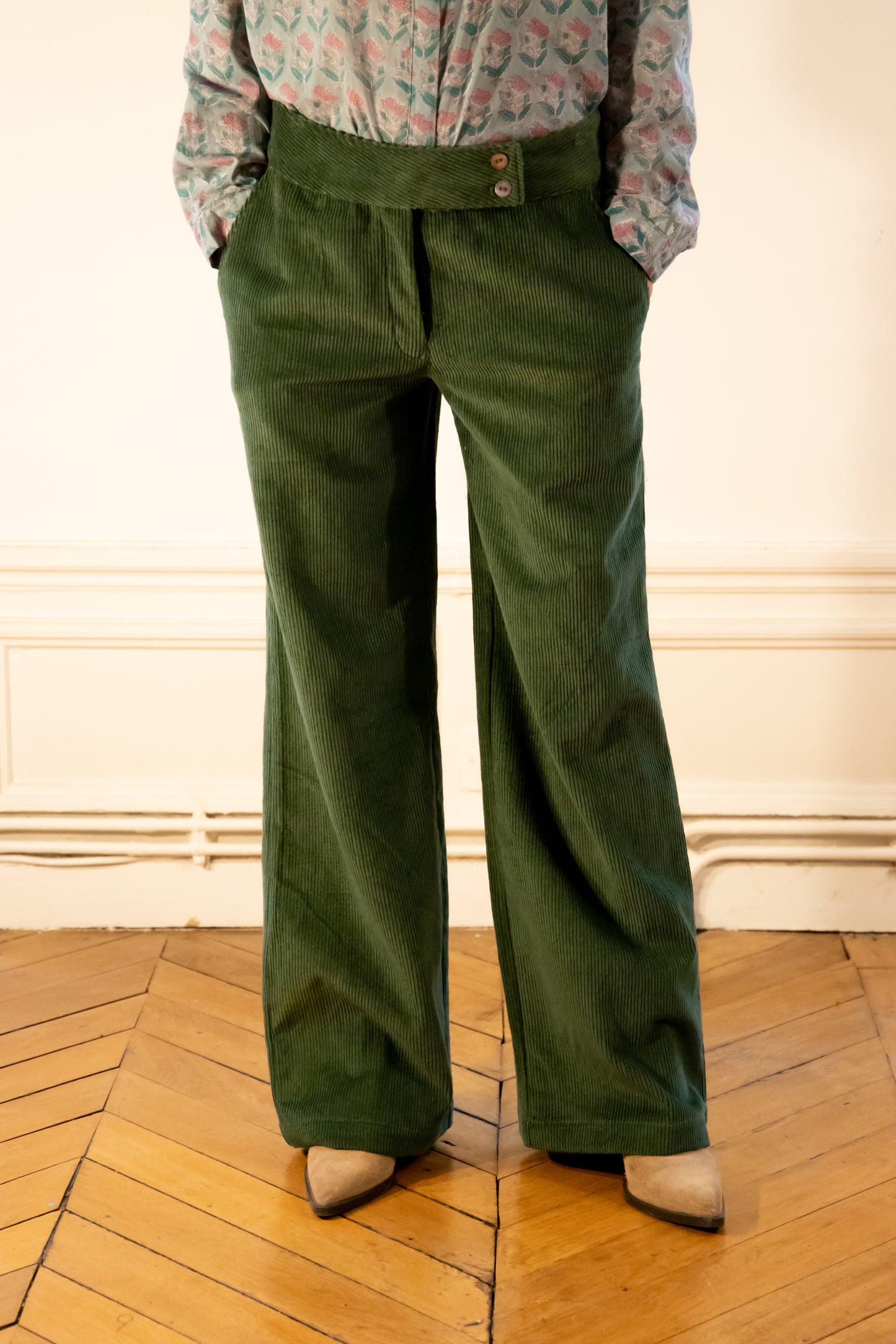 PANTALON NICE VELOURS SAPIN