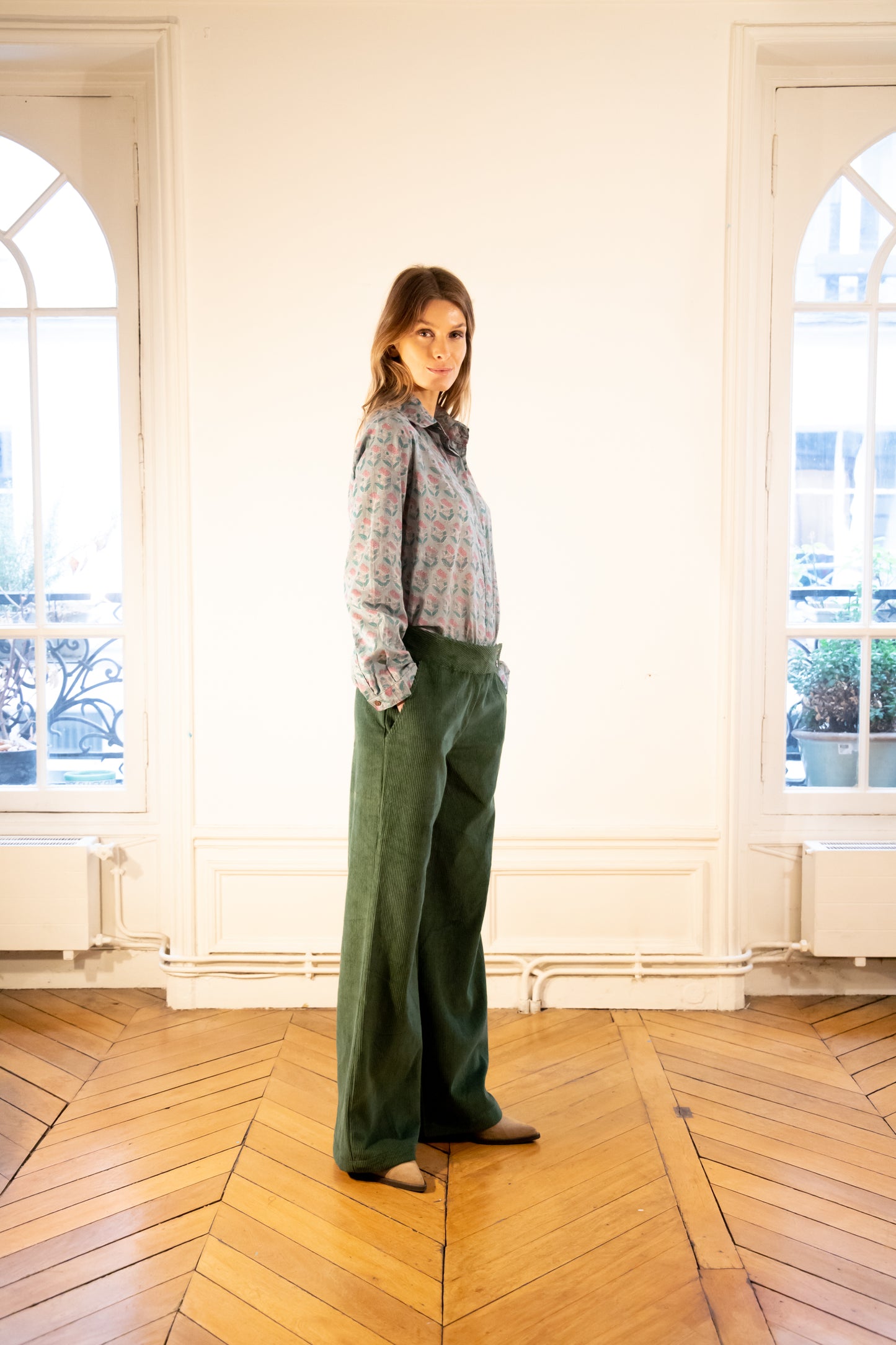 PANTALON NICE VELOURS SAPIN