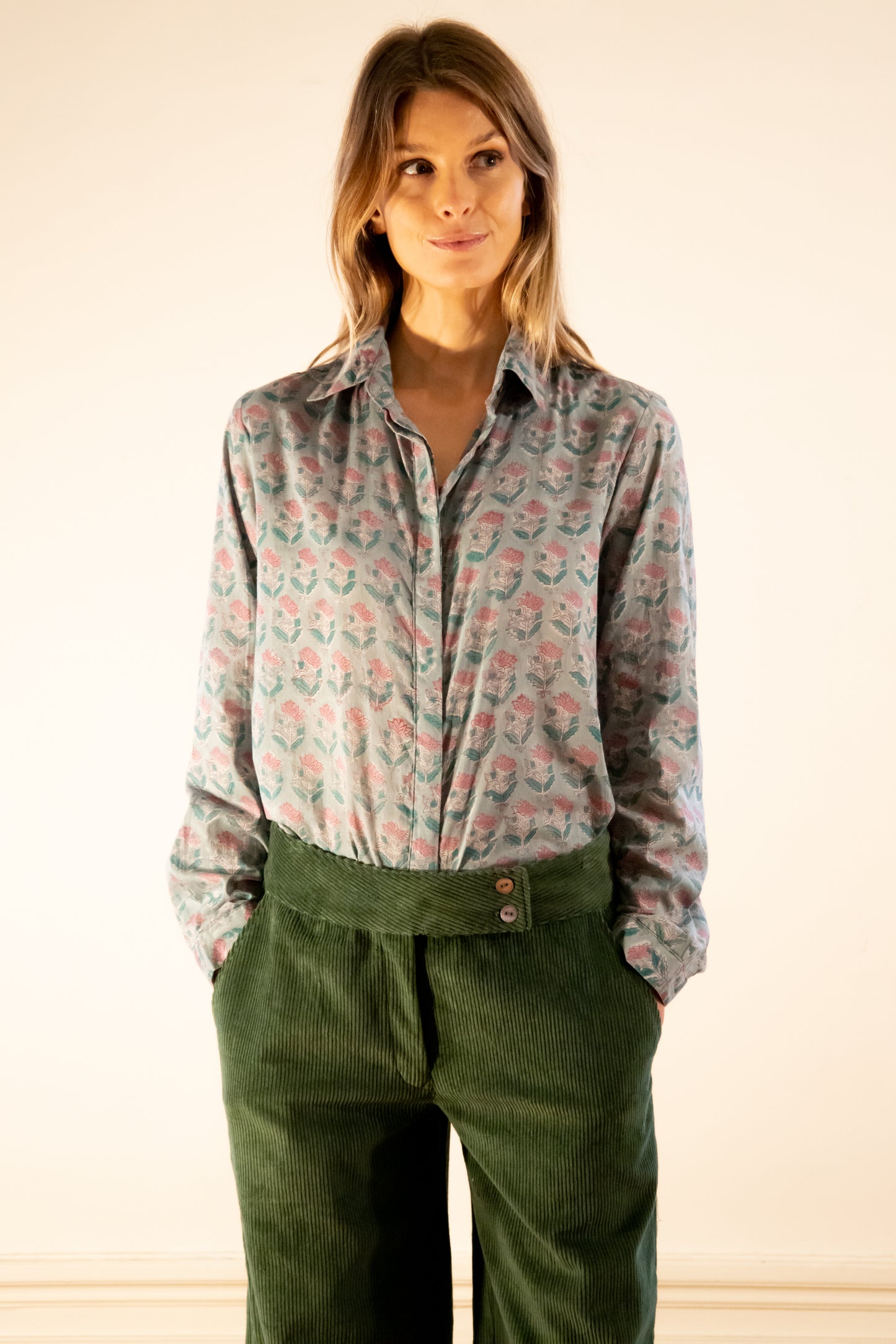 PANTALON NICE VELOURS SAPIN