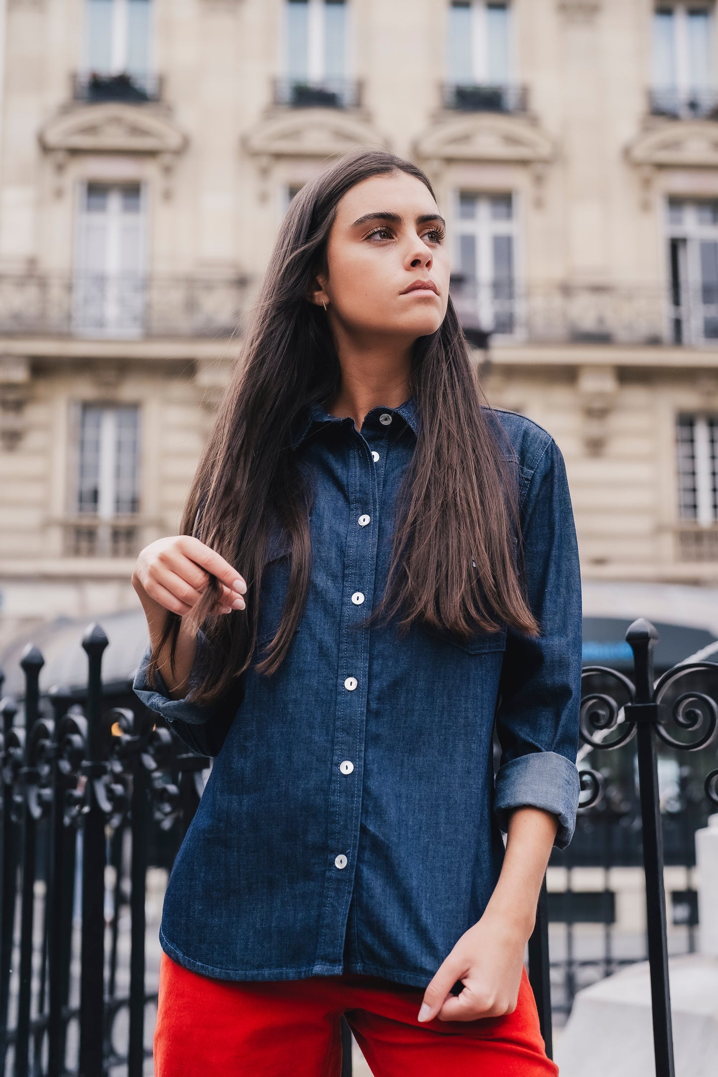 chemise jean femme denim brut création paris pret-à-porter