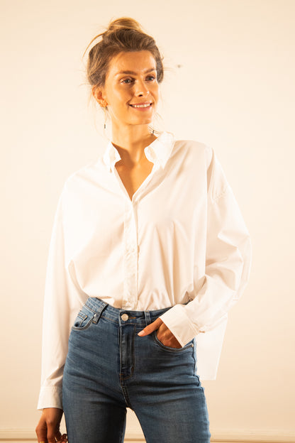 chemise blanche large femme pret-à-porter mode paris coupe moderne