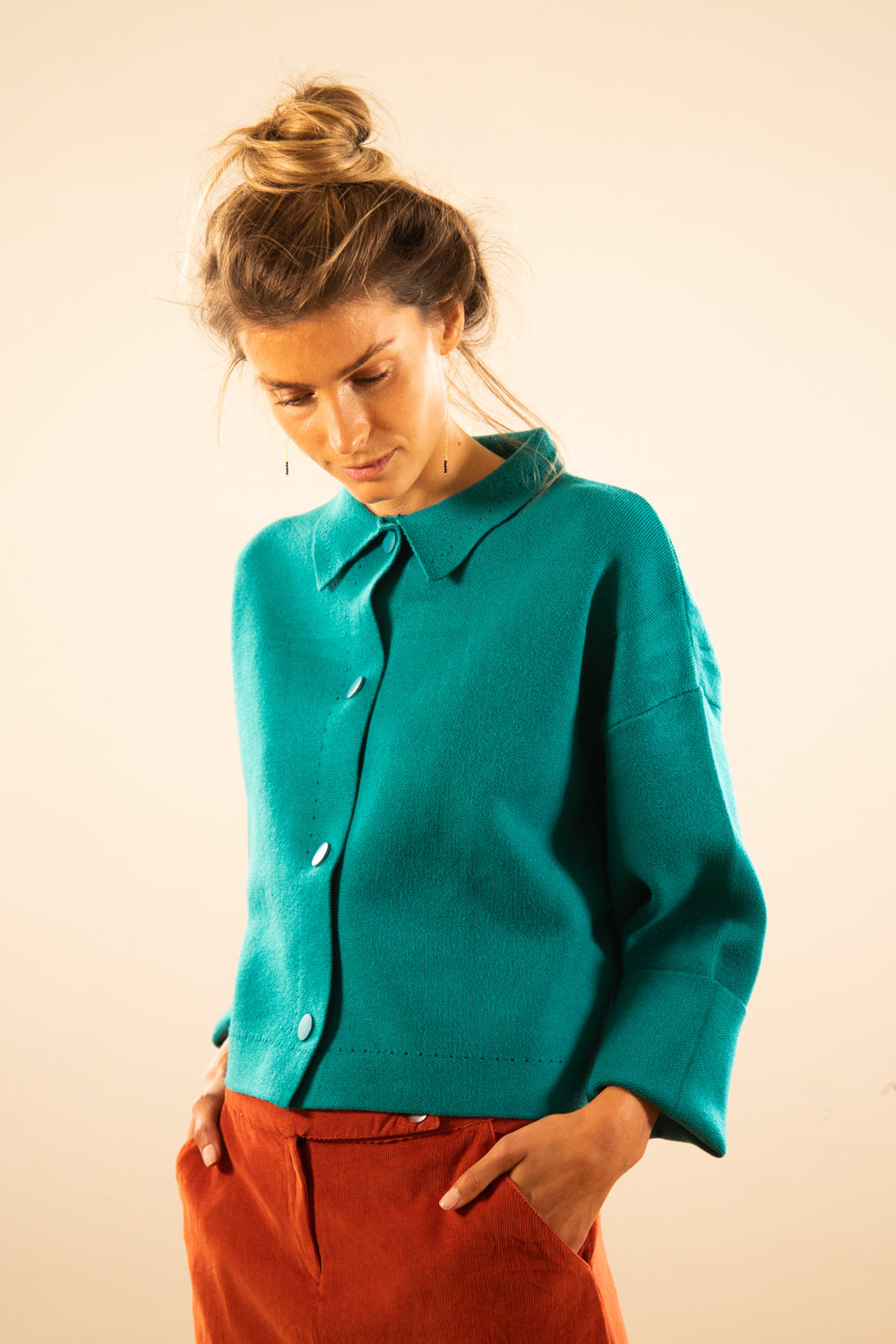 blouson femme viscose prêt-à-porter mode paris coupe moderne vert canard